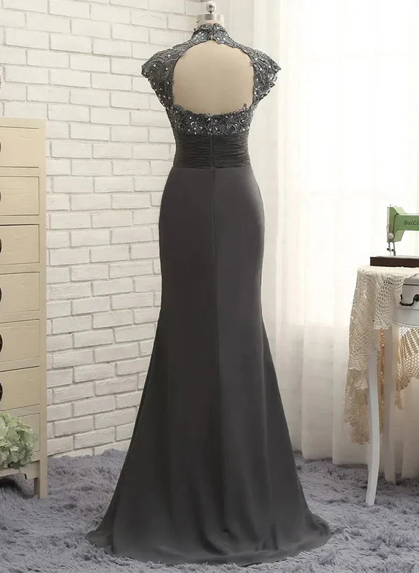 Mother Of The Bride Dresses Sheath lace High Neck Floor-Length