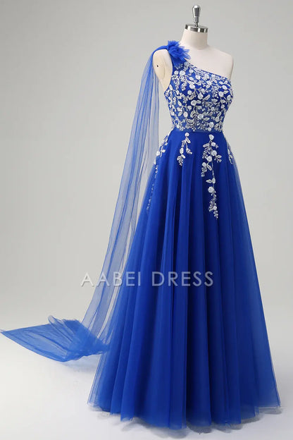 AABEI DRESS Hot Sale Prom Dress Gorgeous A-Line One Shoulder Corset Romantic Floral Long Party Dress