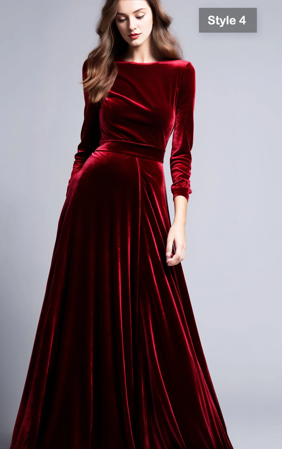 Autumn Winter Elegance Velvet Dress Vintage Simple Customized Version Bridesmaid Gown