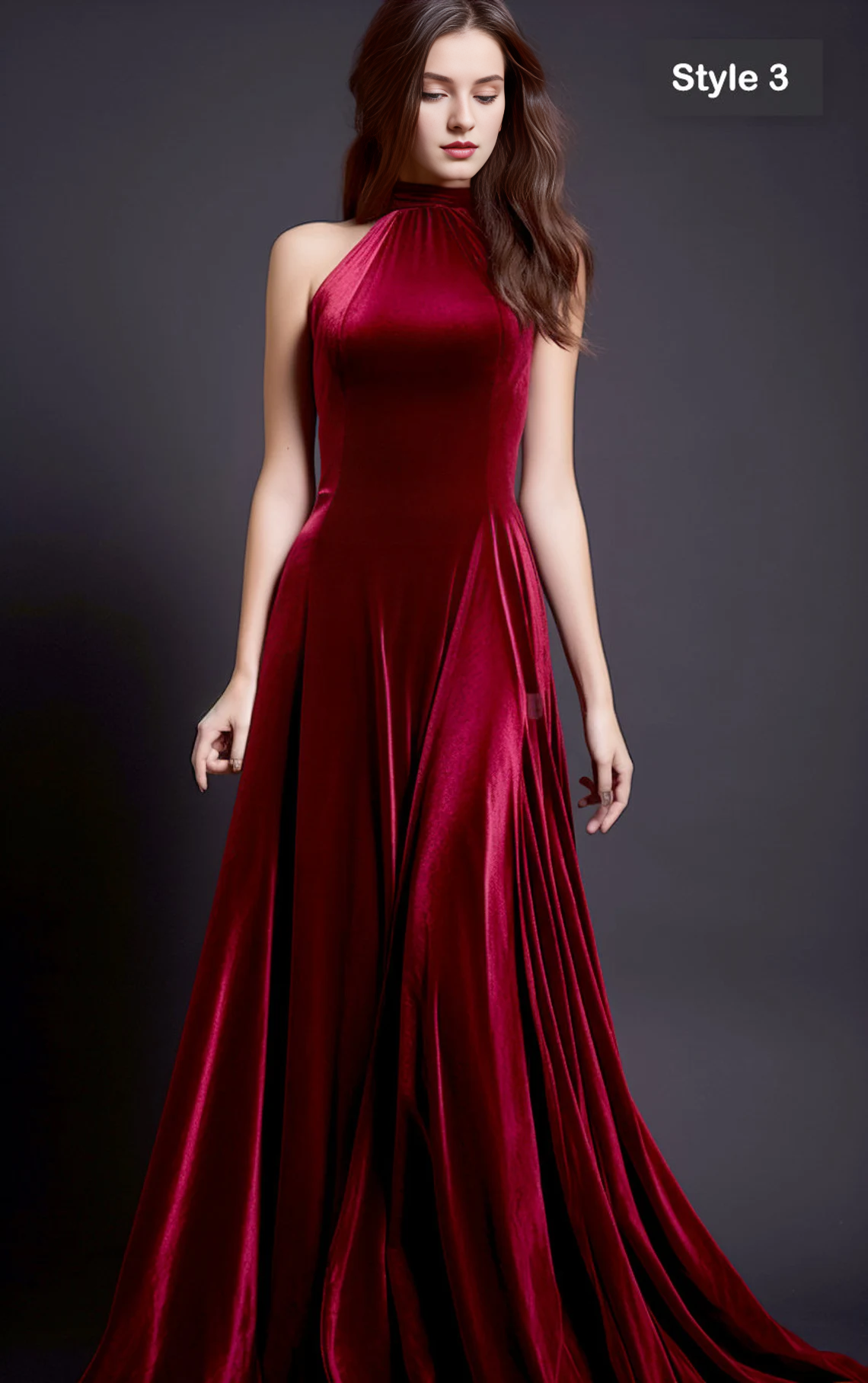 Autumn Winter Elegance Velvet Dress Vintage Simple Customized Version Bridesmaid Gown