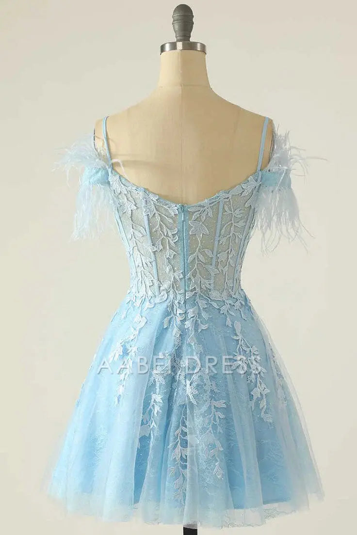 AABEI DRESS Short Party Dress A Line Spaghetti Strap Sweetheart Lace Applique Fashion Homecoming Dress