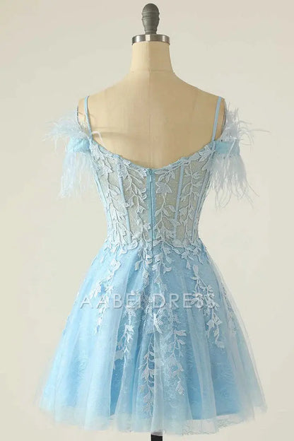 AABEI DRESS Short Party Dress A Line Spaghetti Strap Sweetheart Lace Applique Fashion Homecoming Dress