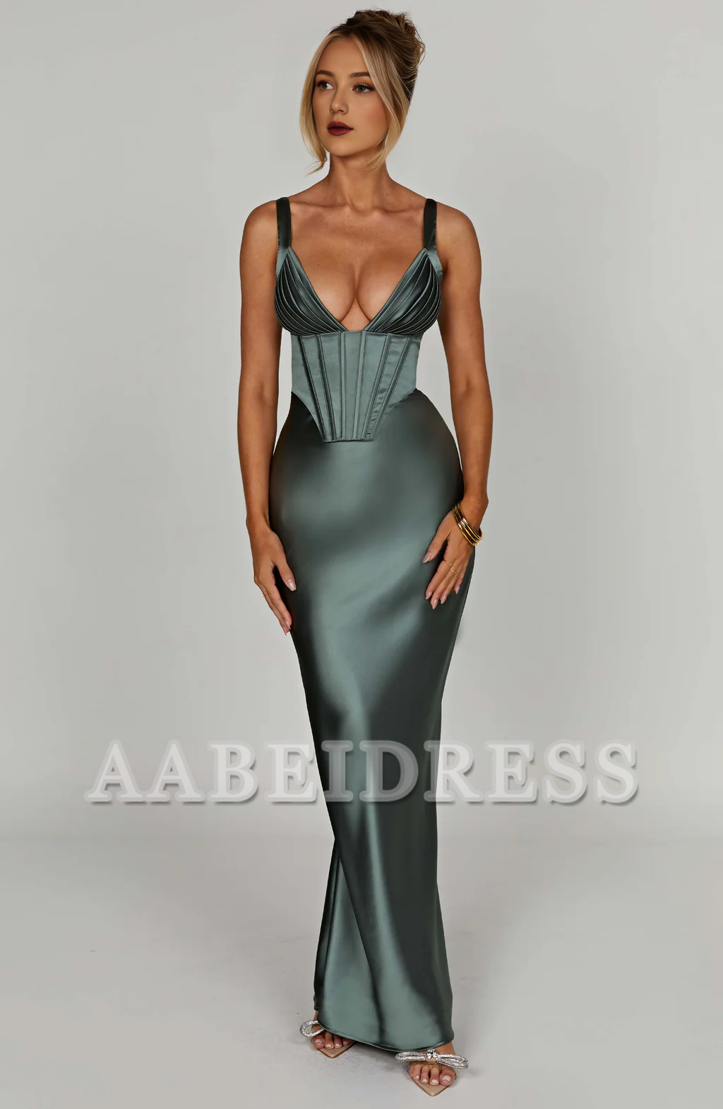 Formal Wear Dresses Bridesmaid Dresses Elegant Mermaid Pleated Cups Adjustable Shoulder Straps Dresses Wedding Guests Dresses