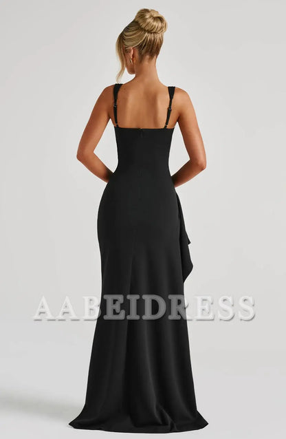 Formal Wear Dresses Bridesmaid Dresses Square Neckline Adjustable Shoulder Straps Side Fork Sexy Charming Dresses Wedding Guests Dresses