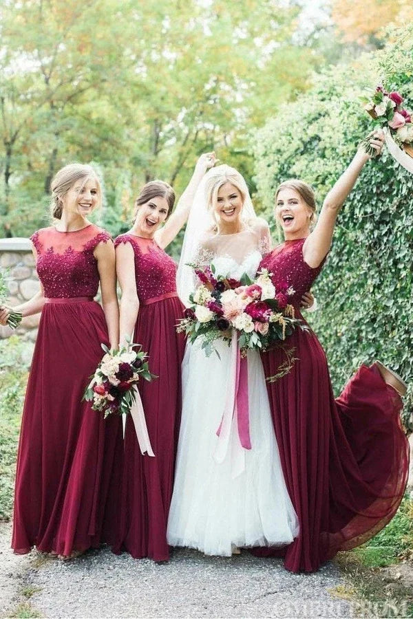 Bridesmaid Dress Round Neck Tulle Floor Length