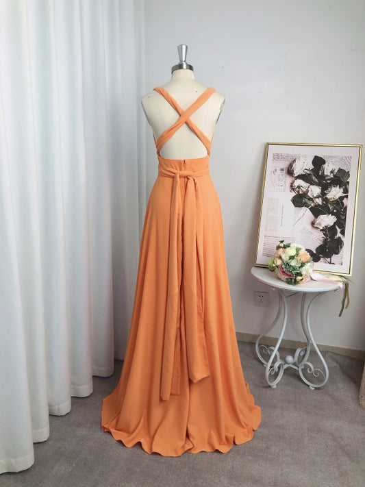 A-Line/Princess Jersey Ruched V-neck Sleeveless Floor-Length Bridesmaid Dresses