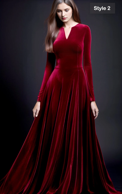 Autumn Winter Elegance Velvet Dress Vintage Simple Customized Version Bridesmaid Gown