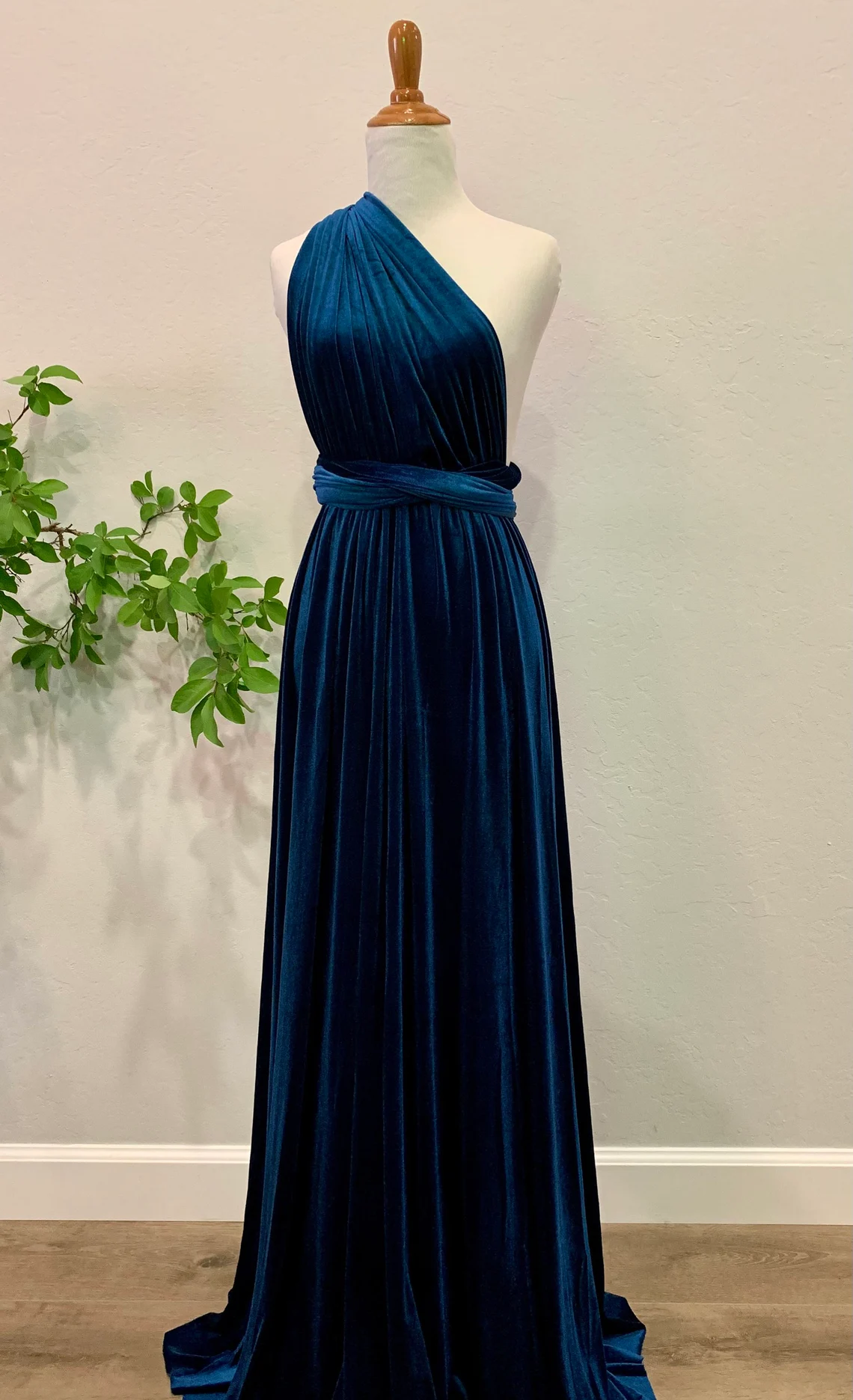 Autumn winter wedding party  long velvet dress formal wrap dress velvet wrinkle unique bridesmaid dress