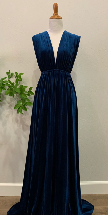 Autumn winter wedding party  long velvet dress formal wrap dress velvet wrinkle unique bridesmaid dress