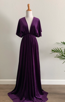 Wedding party dress  autumn winter velvet long dress wrap dress wrinkle fantastic elegant velvet bridesmaid dress