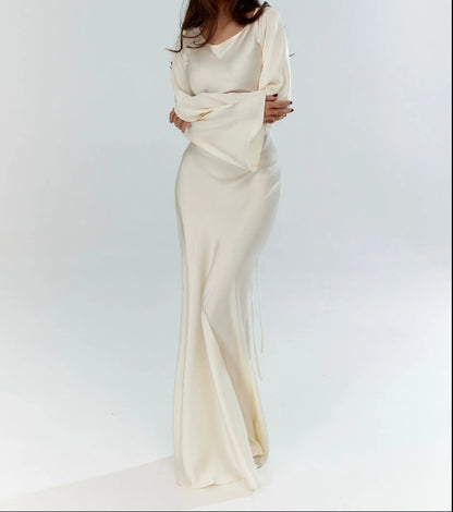 Autumn Winter Dress Long Sleeved Trumpet Sleeves Mermaid Cultivate oneself Elegant Long Length Evening dress