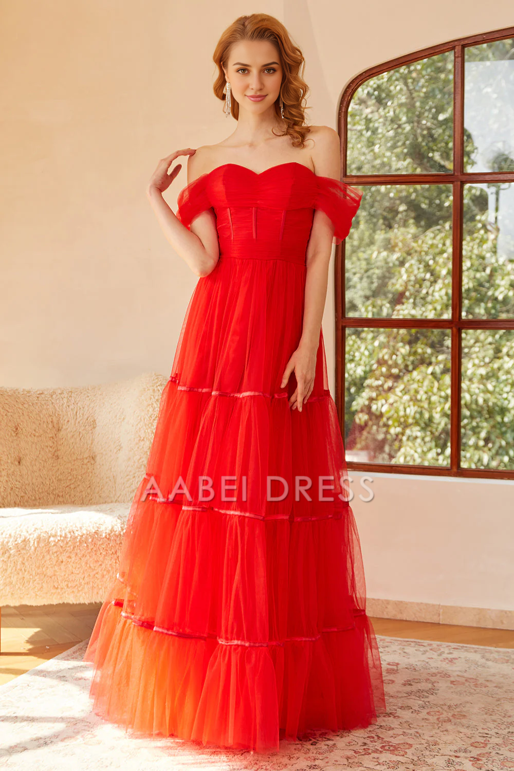 AABEI DRESS Hot Sale Prom Dress Elegant A Line Off The Shoulder Sweetheart Pleated Long Party Dress