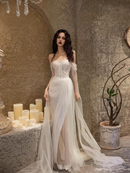 Wedding Dress Off The Shoulder A Line Beaded Tulle Luxury Formal Dresses