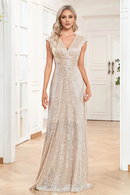 Mother of the Bride Dress Champagne Sparkly A-Line With Sleeveless