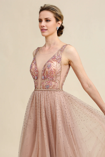 Blush A Line Beaded Sparkly Mother of Bride Dress