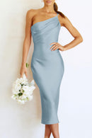Formal Wear Dresses Bridesmaid Dresses One Shoulder Spaghetti Strap Backless Ruched Simple Charming Dresses Wedding Guests Dresses