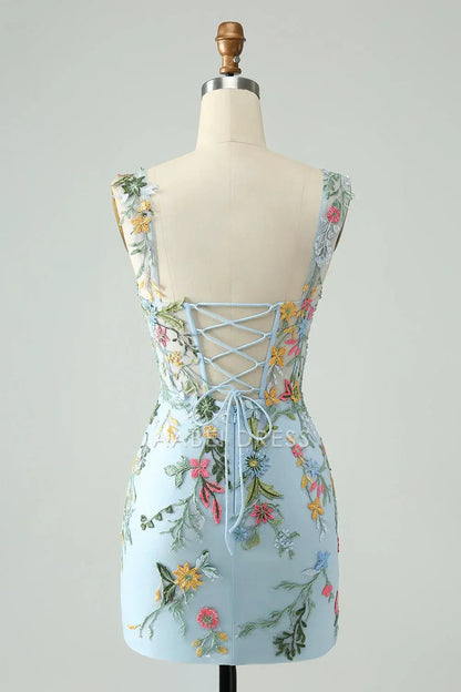 AABEI DRESS Short Party Dress Floral Of the Shoulder Corset Lace Up Backless Fashion Homecoming Dress