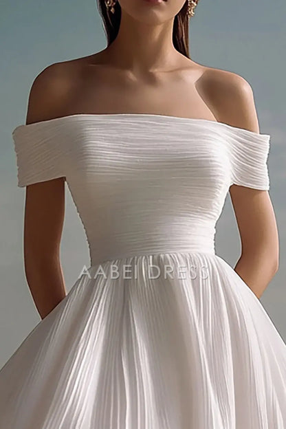AABEI DRESS Hot Sale Homecoming Dress A Line Off The Shoulder Sleeveless Fashion Pleated Short Graduation Dress