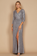 AABEI DRESS Formal Wear Dresse Elegant V-Neck Long Sleeve Side Fork Sparkle Plus Size Mother Of The Bride Dress