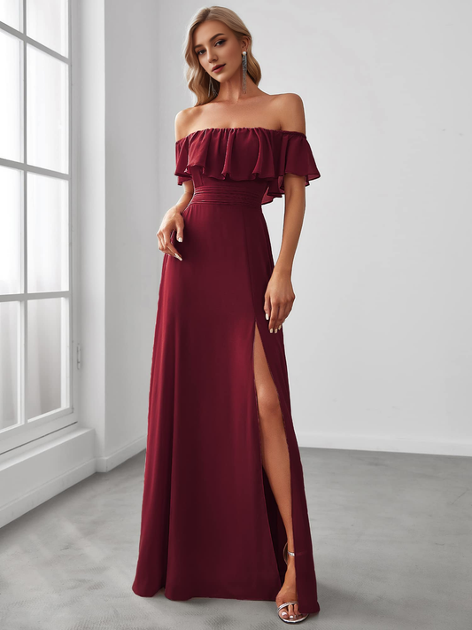 Bridesmaid Dresses Off The Shoulder Bridesmaid Dresses Side Split Beach Maxi Formal Dress Wedding Guest Dresses