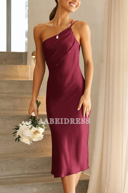 Formal Wear Dresses Bridesmaid Dresses One Shoulder Spaghetti Strap Backless Ruched Simple Charming Dresses Wedding Guests Dresses