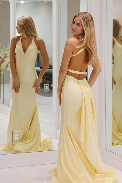 Prom Dress Unique Open Back Bandage Gown