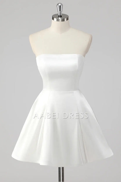 AABEI DRESS Hot Sale Homecoming Dress Simple A-Line Strapless Short Graduation Dress