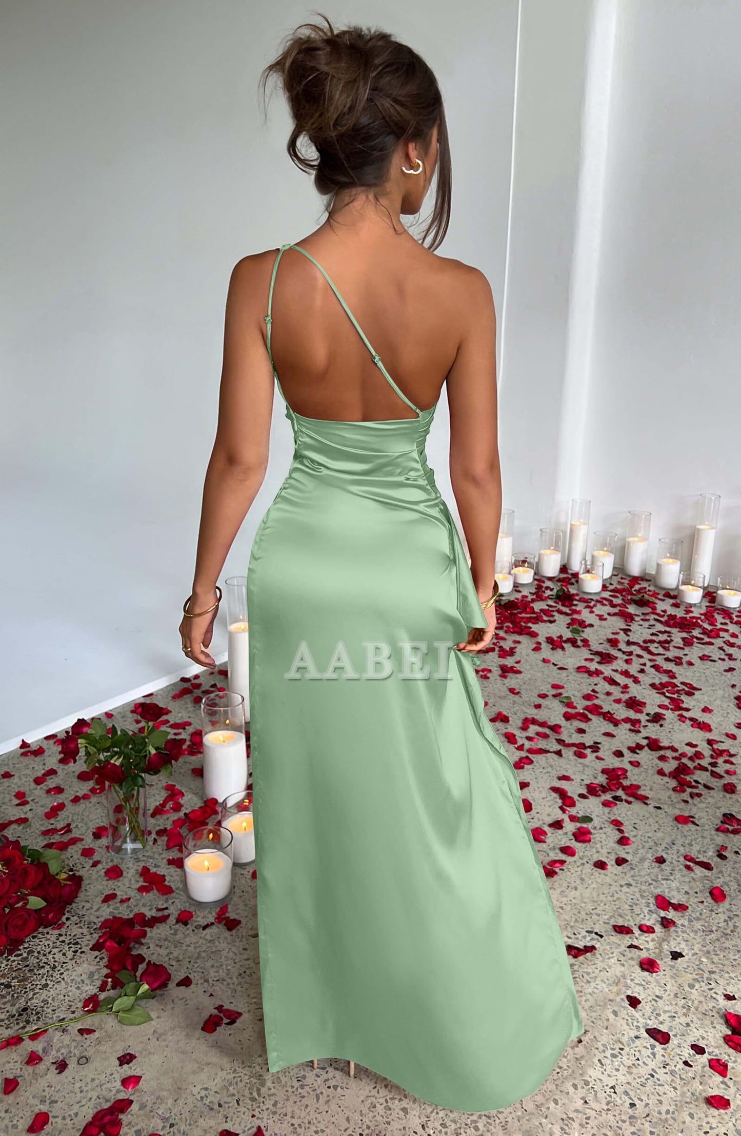Bridesmaid Dresses Sexy One Shoulder High Split Cocktail Wedding Party Maxi Dress Wedding Guest Dresses