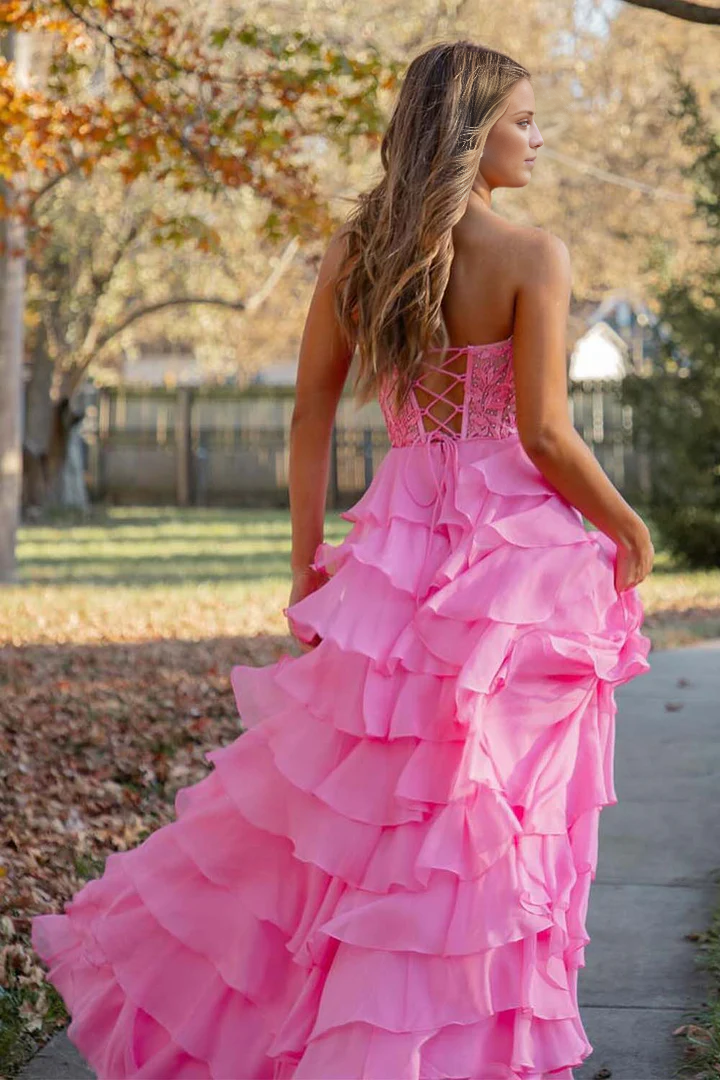 Prom Dress Sweetheart Corset with Slit Cake skirt