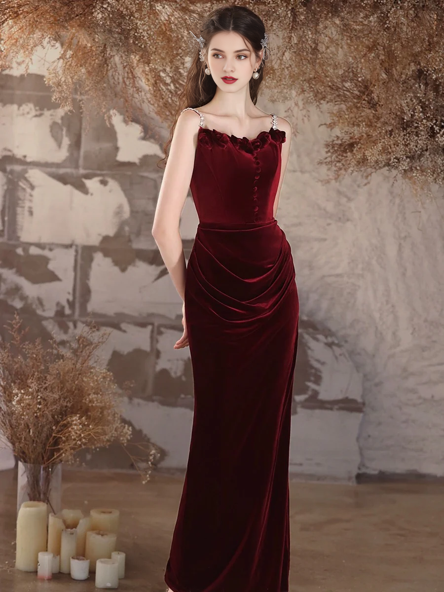 Mermaid Velvet Long Simple Prom Dress Cultivate oneself Elegant Long Formal Party dress