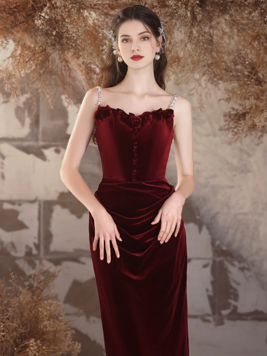 Mermaid Velvet Long Simple Prom Dress Cultivate oneself Elegant Long Formal Party dress