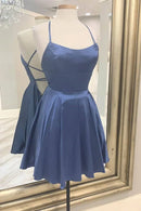AABEI DRESS Short Party Dress A Line Spaghetti Strap Backless Pleated Simple Homecoming Dress