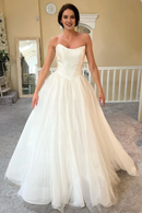 AABEI DRESS Exquisite Romantic Wedding Dress Strapless A-Line Tulle Long Elegant Formal Dresses
