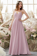 Shelby Natural Waist Floor Length Chiffon Sleeveless Spaghetti Straps A-Line/Princess Bridesmaid Dresses