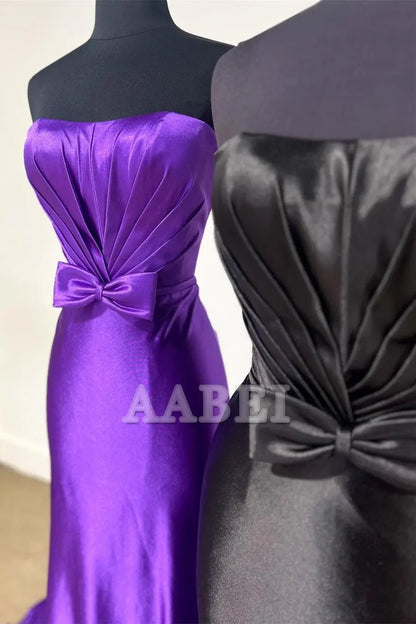Evening Dress Strapless Bow Mermaid Cultivate oneself Sweep Train Prom Dress High Quality Charming Formal Women's Dresses