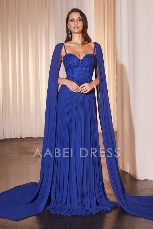AABEI DRESS Formal Wear Dresse Pleated A Line Spaghetti Strap Lace Bodice Sweetheart Cape Sleeves Fashion Mother Of The Bride Dress