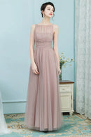 Cheryl Spaghetti Straps Sleeveless Floor Length A-Line/Princess Tulle Natural Waist Bridesmaid Dresses