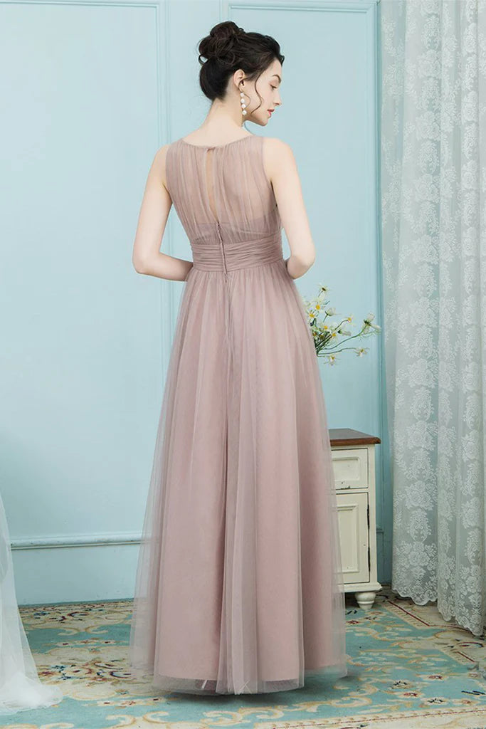 Cheryl Spaghetti Straps Sleeveless Floor Length A-Line/Princess Tulle Natural Waist Bridesmaid Dresses