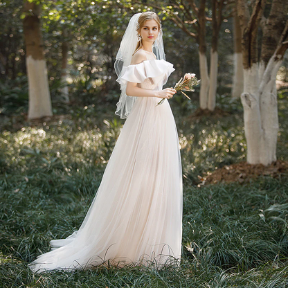 Wedding Dress Spaghetti Strap Bow knot Neck Fantastic Atmosphere Long Formal Wear Dresses Without a veil