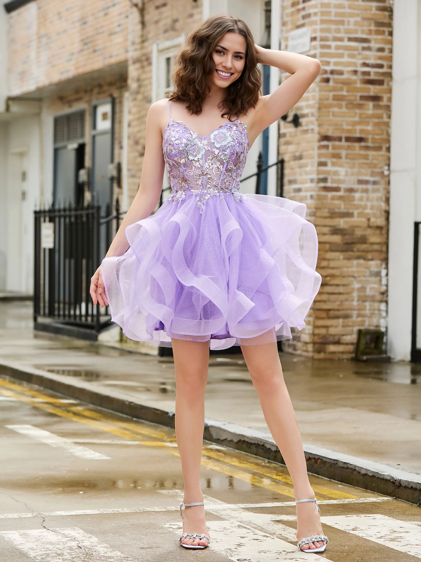 Homecoming Dress Corset Top Glitter Tulle Sequin Short Dress