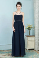 Mariyah A-Line/Princess Sleeveless Floor Length Natural Waist Chiffon Straps Bridesmaid Dresses