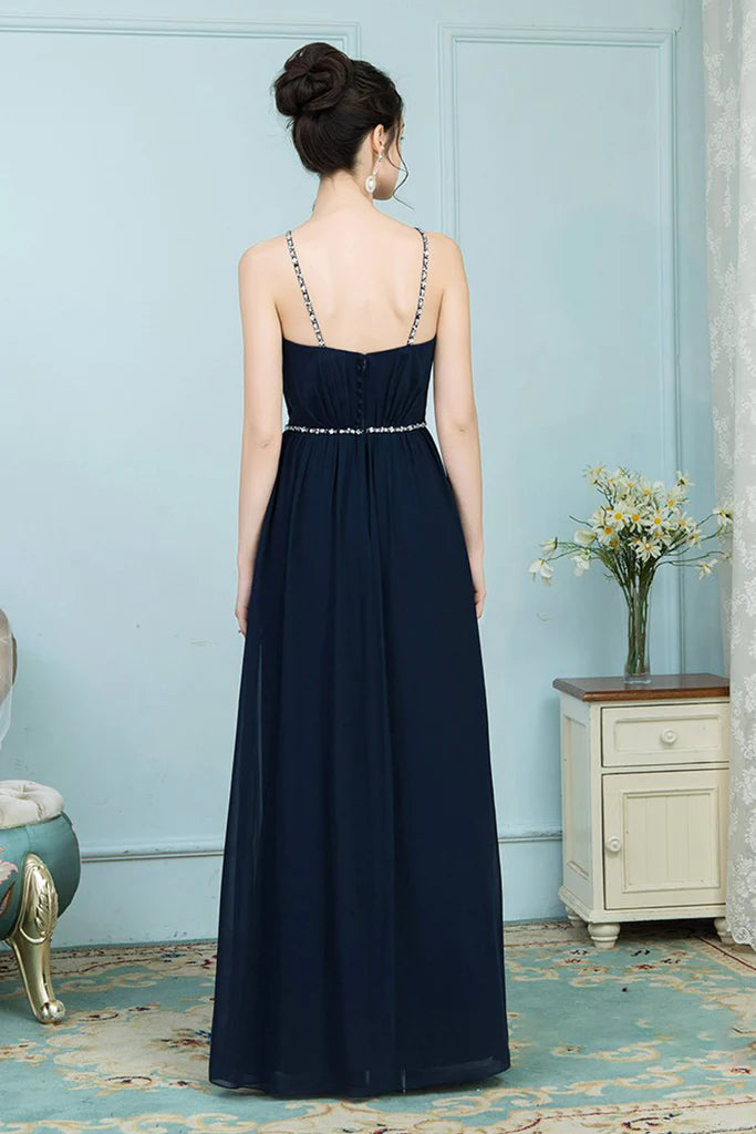 Mariyah A-Line/Princess Sleeveless Floor Length Natural Waist Chiffon Straps Bridesmaid Dresses