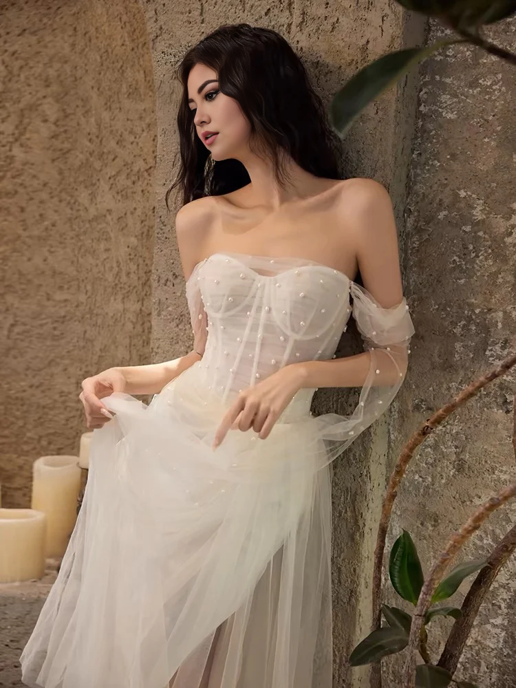 Wedding Dress Off The Shoulder Beaded Long Luxury Formal Dresses