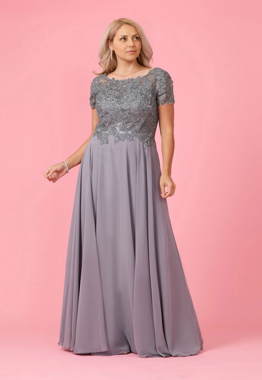 AABEI DRESS Formal Wear Dresse Elegant A Line Short Sleeve Lace Applique Long Mother Of The Bride Dress