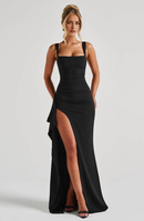 Formal Wear Dresses Bridesmaid Dresses Square Neckline Adjustable Shoulder Straps Side Fork Sexy Charming Dresses Wedding Guests Dresses