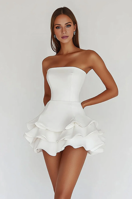 AABEI DRESS Hot Sale Homecoming Dress  A Line Strapless Ruffles Fashion Short Graduation Dress