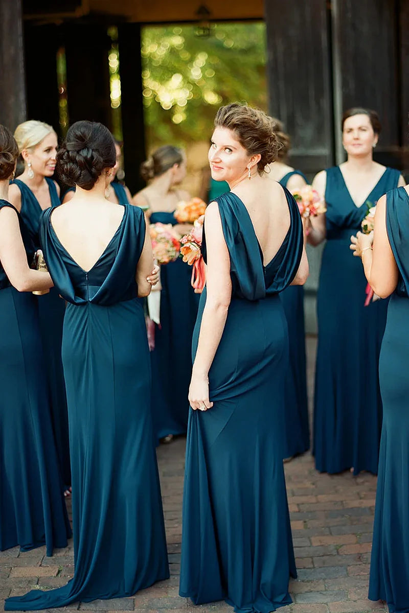 Bridesmaid Dress Mermaid V-Neck Long