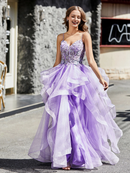 Beaded Prom Dress A Line Top Tulle Ball Layering Gown