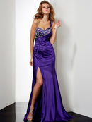 Sheath/Column Beading One-Shoulder Long Silk like Satin Dresses #40098 $142