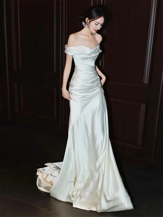 Wedding Dress Off The Shoulder Satin Mermaid Cultivate oneself Elegant Formal Wear Dresses